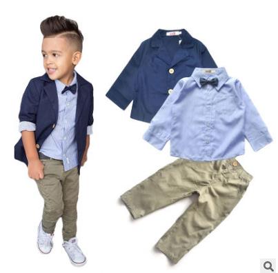 Conjuntos de trajes formales para niños, para boda, conjuntos de cumpleaños de viento británico, chaquetas de caballero, ropa para niños, 3 uds.: 4 años