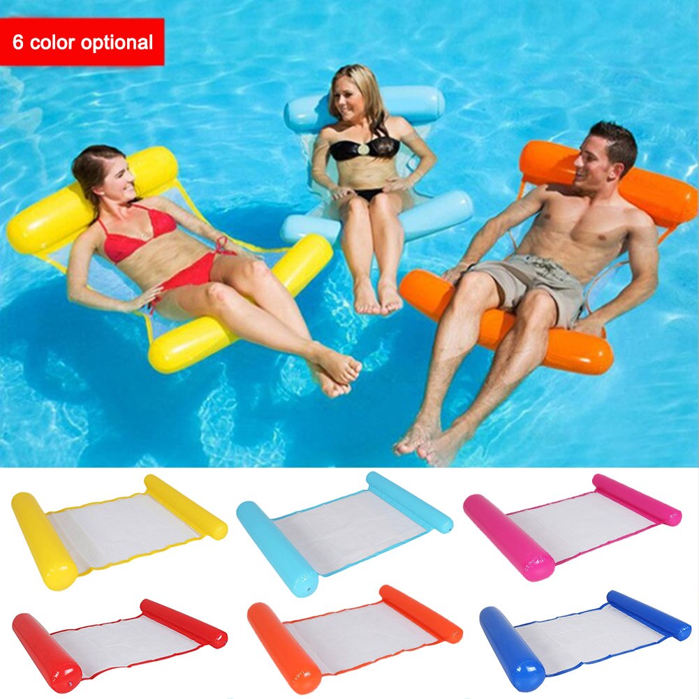 Summer Floating Water Hammock Recliner Foldable Inflatable Air Mattress PVC Swimming Pool Mats Beach Cushion Sleeping Bed