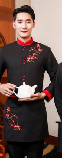 Mann Westlichen Restaurant Kellner Uniform Frau Heißer Topf Winteress Uniform Schnelles Lebensmittel Mitarbeiter Arbeiten Tragen Cafe Küche Kochen Kleidung: Schwarz Mann / XL