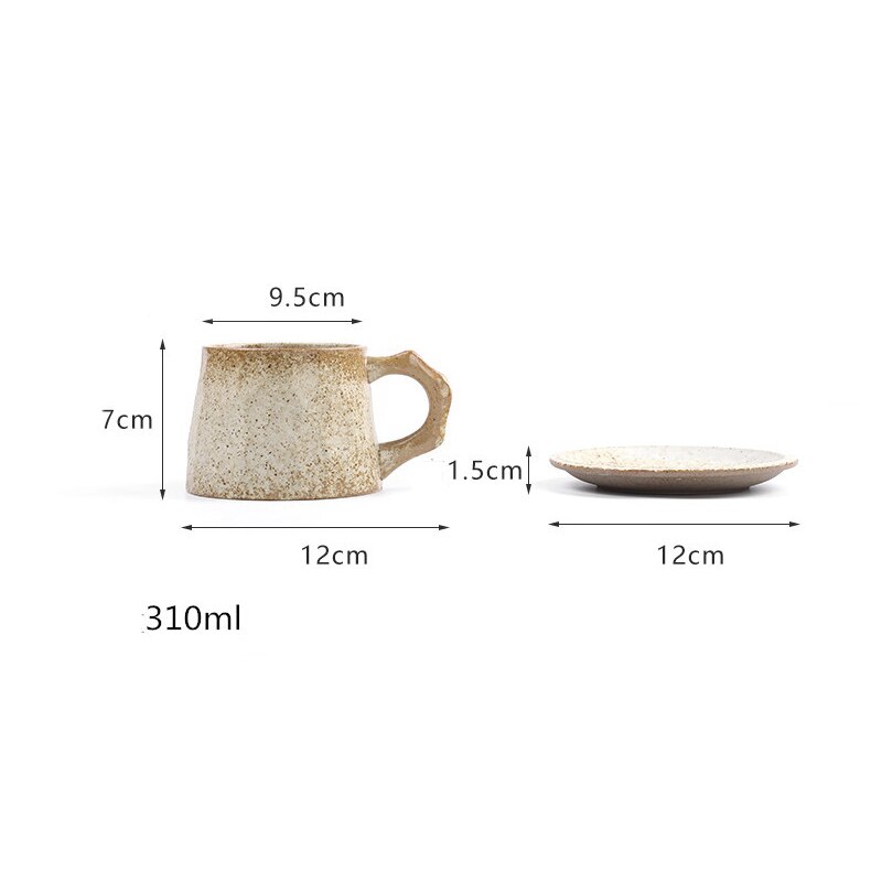Japansk retro kaffekrus mælk kaffekop praktisk keramisk te øl krus morgenmad kop hjem drinkware med bakke
