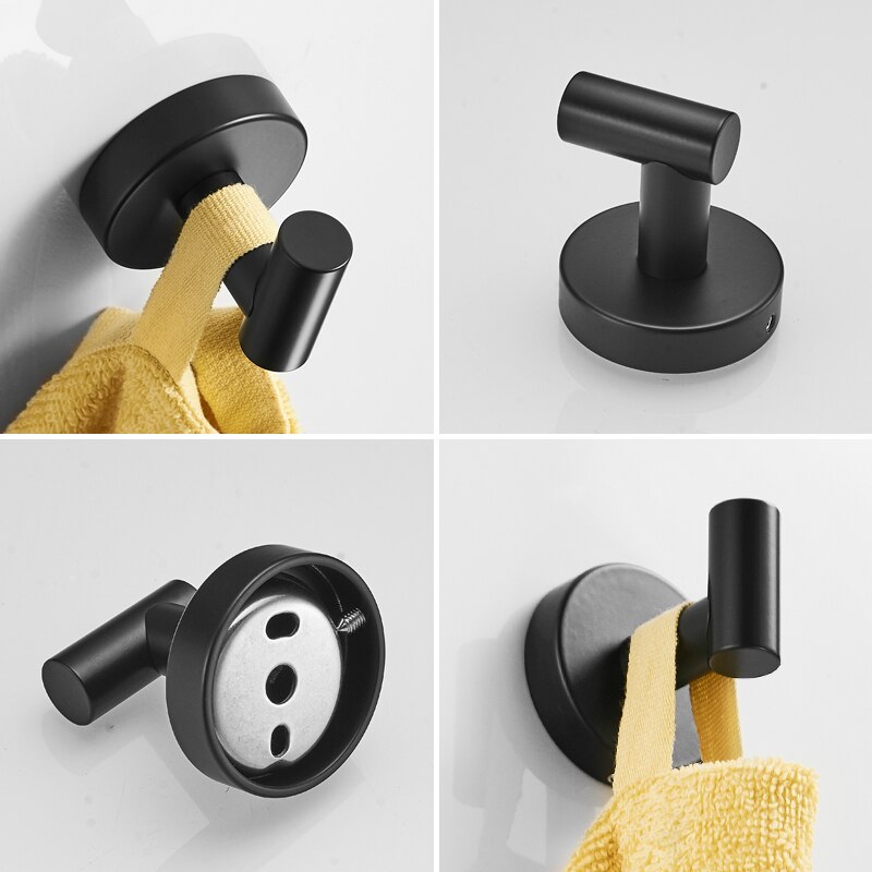 Ensemble porte serviette porte serviette inox support suspendu support mural porte-papier hygiénique noir salle de bain crochet pour serviettes porte manteau