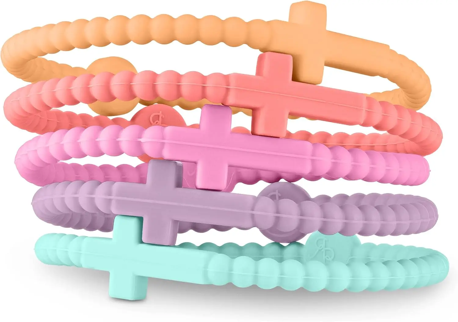 Jesus Bracelets - Cross & Macaron-colored Beaded Silicone Bracelets for Women Men Girls Boys Kids Aldult: 17.5cm / REDDISH BROWN