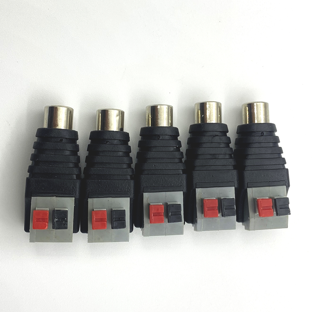 2 stks/partij RCA Audio Speaker Connector RCA Stekker Vrouwelijke Jack Draad Soldeervrije Press-on Lente Terminal Audio AV kabel Adapter