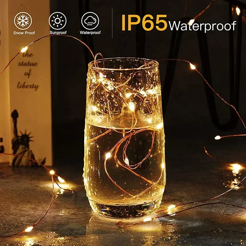 50/100/200 LED Solar- Licht Außen Lampe Schnur für Weihnachten Halloween Party Wasserdichte Lichterkette Garten Girlande