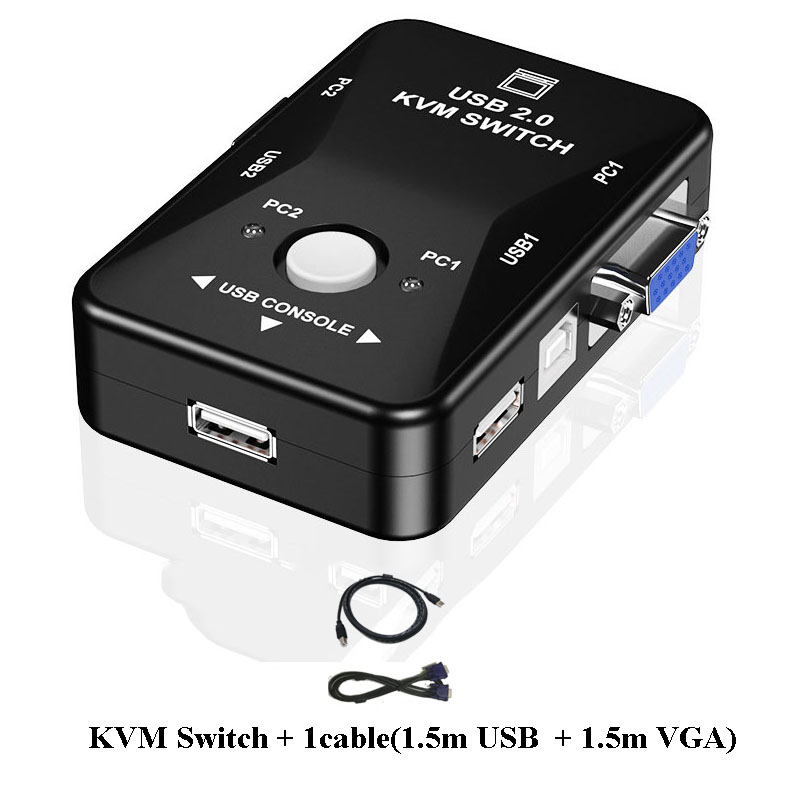 KVM Switch 2 Ports Share Printer Monitor Splitter VGA Mouse Keyboard Printer Splitter Switcher: KVM-Switch 1Cable