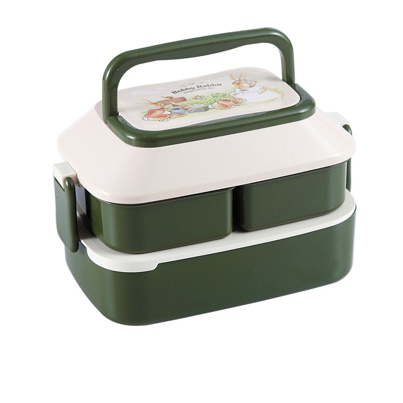 Bento Lunch Box Salad Container for Lunch 52/35oz BPA Free Leak Proof Salad Dressing Container Smart Lock Reusable Spork Spoon: green 1.5L