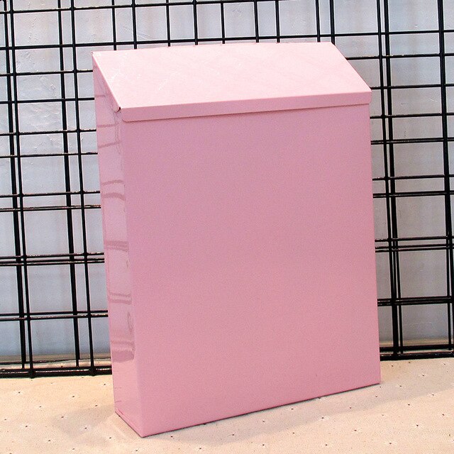 European style iron sheet with lock mailbox American style mailbox suggestion box hanging wall rural style letter box: pink 1