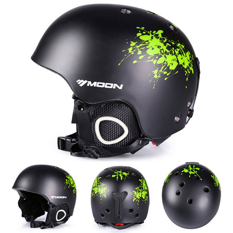 Luna esquí casco Otoño Invierno hombres adultos Snowboard Skateboard esquí equipo deportes seguridad cascos para nieve gafas con: 04 / S(52-55cm)