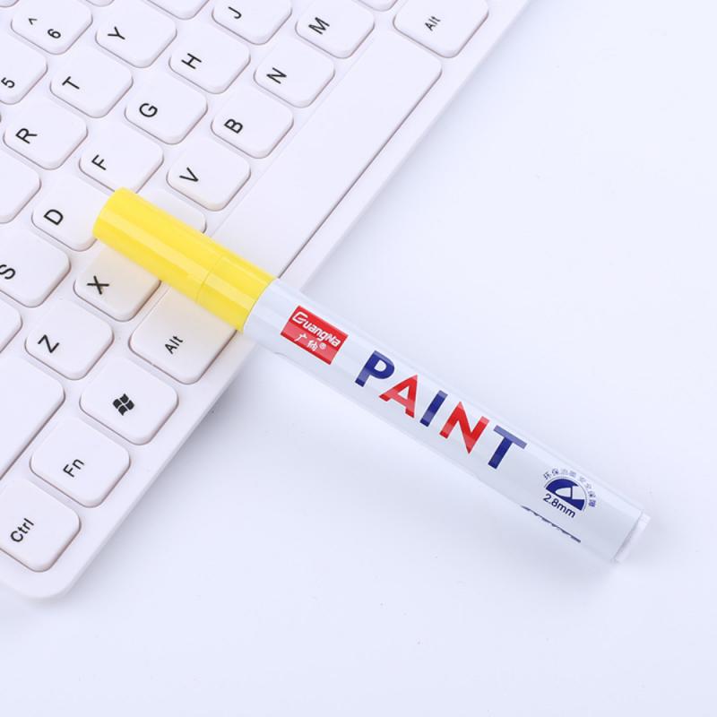 12 farben Farbe Marker Stift Wasserdichte Auto Reifen Reifen Lauffläche CD Metall dauerhaft Farbe Marker Ölige DIY Kunst Marker Kuli: Gelb