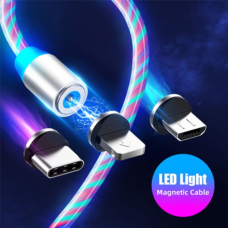 1m Magnetische Kabel Micro USB Typ C Android Schnelle Lade Draht Kabel Für iPhone 11 12 Pro Max 8 X Glow LED Beleuchtung Magnet Ladegerät