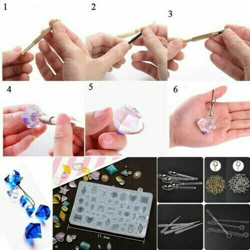 83-229pcs Handmade Crystal Glue Mold Set DIY Silicone Mould Jewelry Pendant