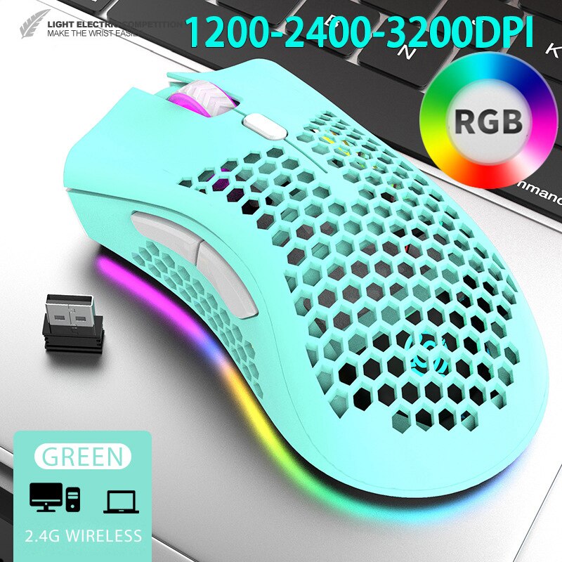 2.4G Wireless Mouse RGB Light Honeycomb Gaming Mouse Rechargeable USB Desktop PC Computers Aouse Laptop Mice Gamer 2022 Cute: ETA0012012-C