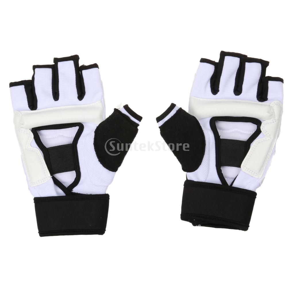 freundlicher Erwachsene halb Finger Kampf Boxen Handschuhe Handschuhe Sanda Karate Sandsack Schutz für MMA Muay thailändisch trete Boxen Ausbildung Weiß: XS