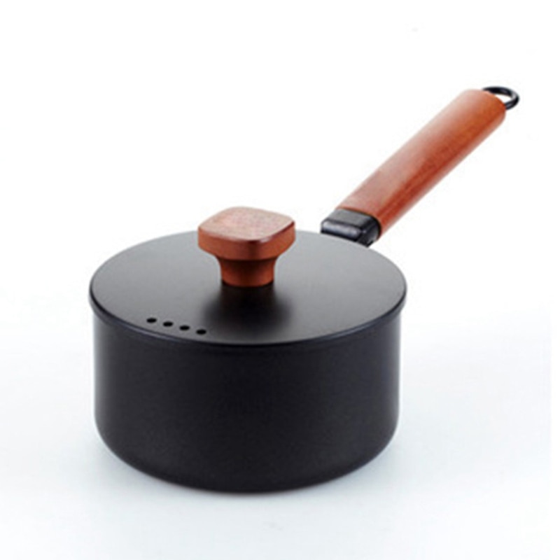 Olla de sopa de hierro fundido de 16cm y 2 l, olla antiadherente para calentar leche, sartén antiadherente para cocina, sartén pequeña para cocina de inducción de Gas