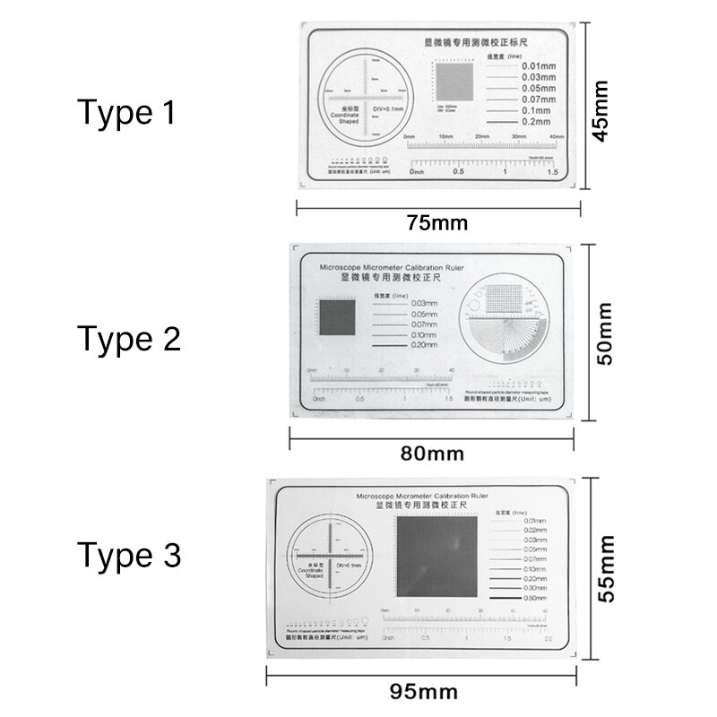 Regla de calibración de Micrómetro de microscopio, Micrómetro de red de RED de red, medición de escala de línea cruzada, medición de coordenadas de forma redonda