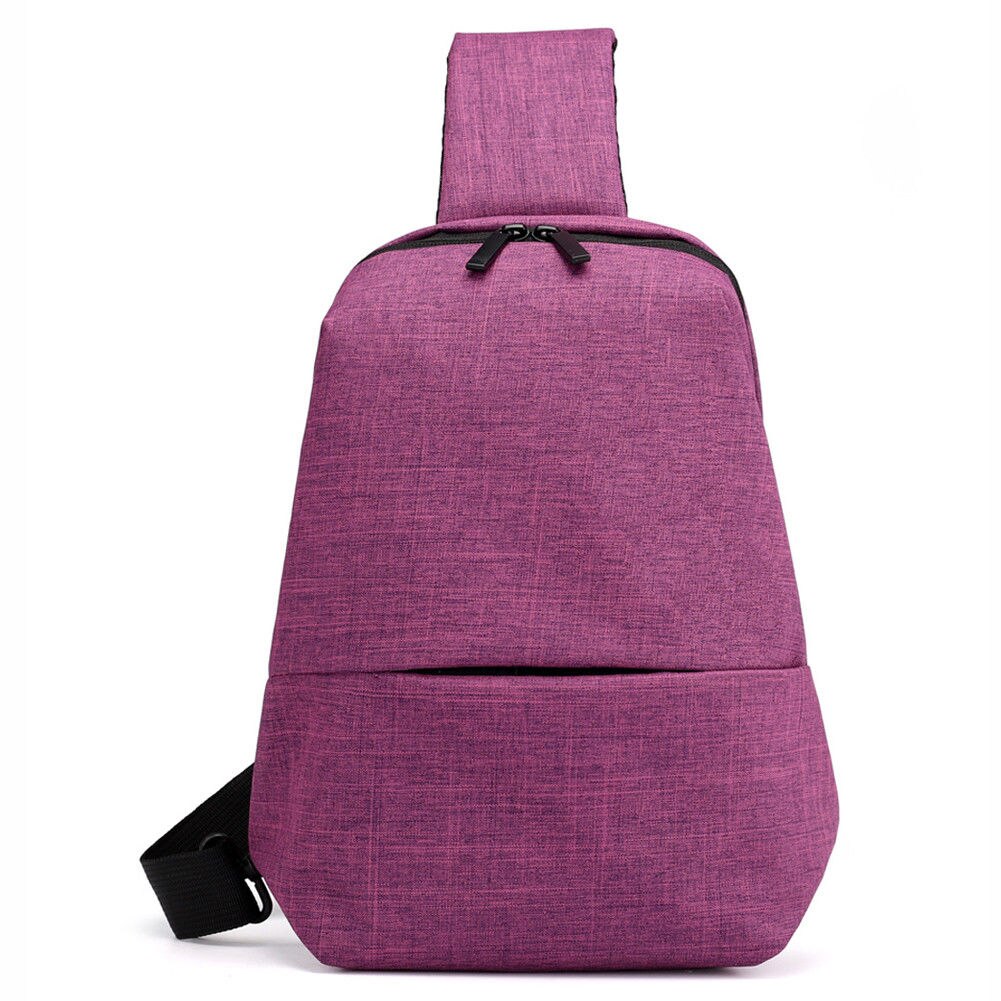 Eenvoudige heren borsttas oxford doek casual effen kleur riem messenger bag draagbare reistas schoudertas: Paars 