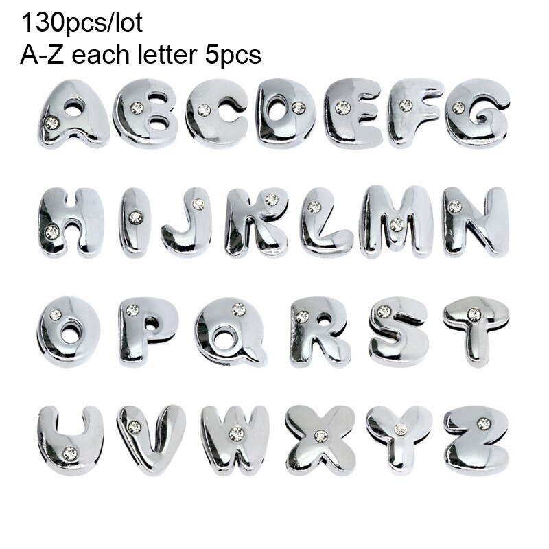 130 stuks/partij 8mm az strass schuifletters schuifbedels diy accessoires geschikt voor 8mm polsbandjes voor huisdierenhalsbanden: Bubbelletters