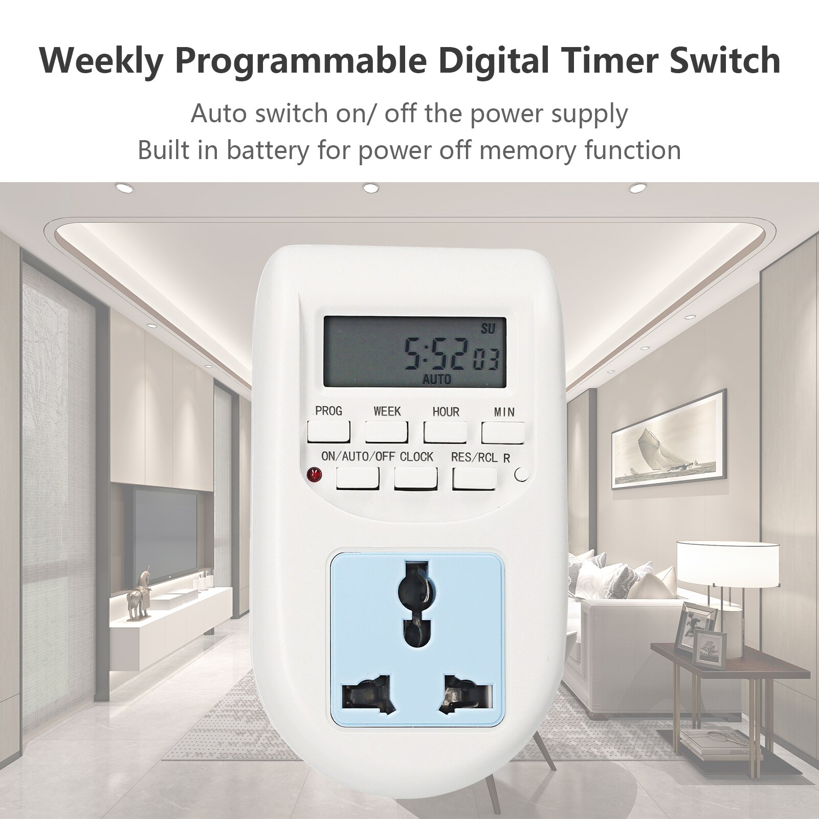 KKmoon Plug-in Digital Timer Switch Weekly Programmable Electrical Timer Outlet 16 Independent ON/ OFF Programs for Lights Fans