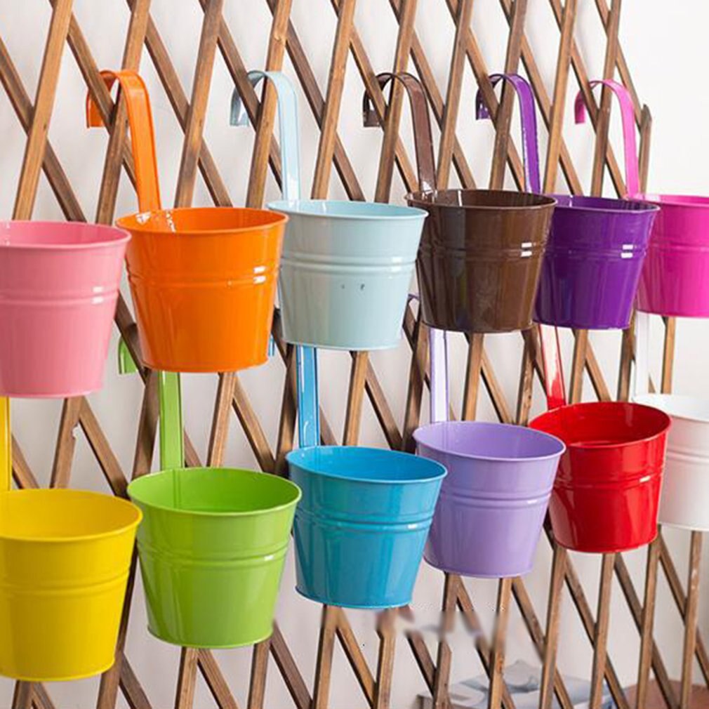 Kleur Metalen Opknoping Emmer Groene Plant Bloem Container Kan Hangen Bloempot Simulatie Bloem Persoonlijkheid Opknoping Pot Emmer