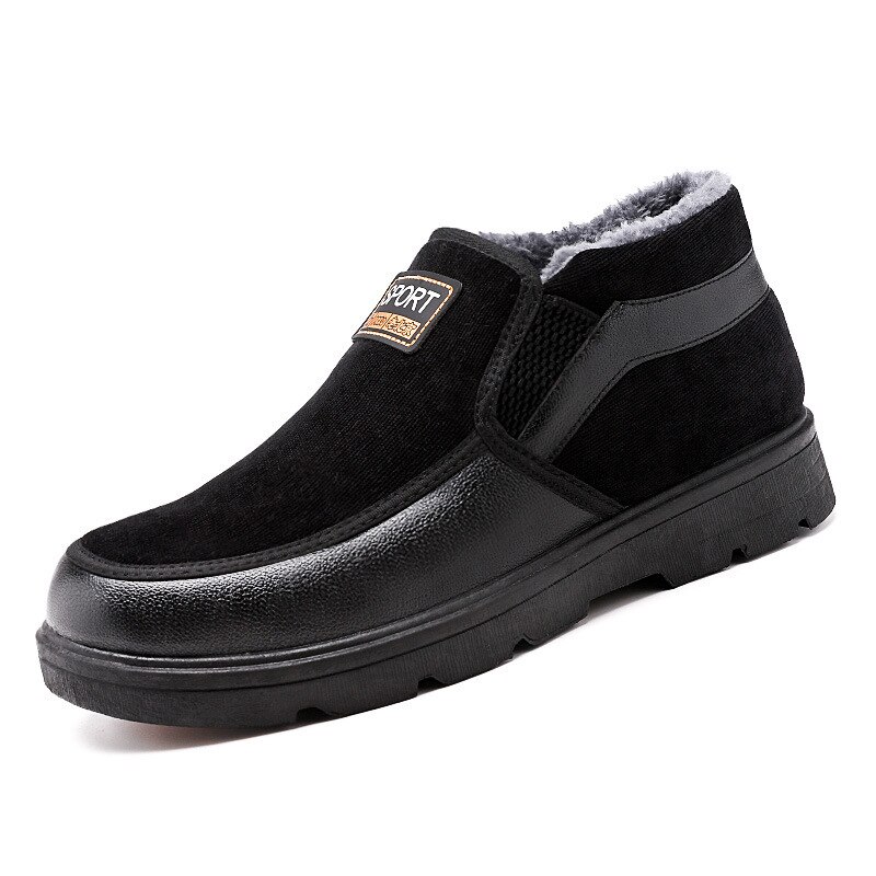 Inverno homem sapatos de neve botas de pele alta superior de pelúcia calçados masculinos quentes botas de tornozelo macio e confortável masculino sapatos casuais meio