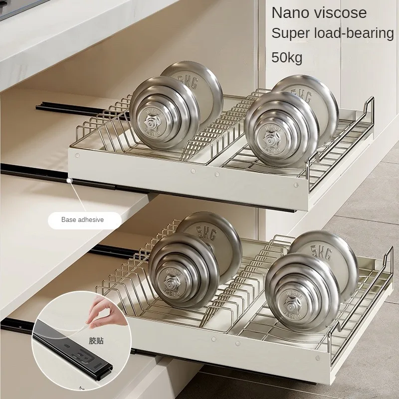 organizador de cocina extraíble, estante de almacenamiento con rieles deslizantes, tipo cajonera, cuenco, almacenamiento de platos, caja de especias, estante organizador, gabinetes
