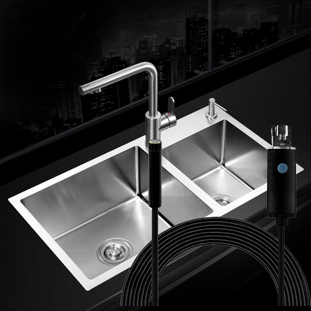 Endoscope Camera 1/2m/5m USB 7mm 6LED Mini 2In1 Endoscope PC Endoscopes Borescope Inspection Camera