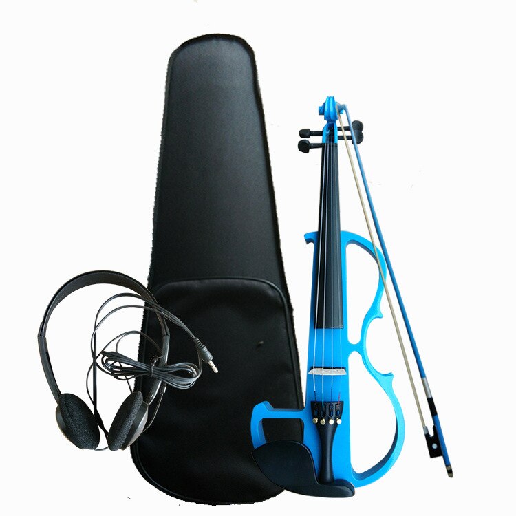 Black Upscale Hand-Made Flashing Electronic Violin Beginners Playing Electroacoustic Violin Instruments: Blue