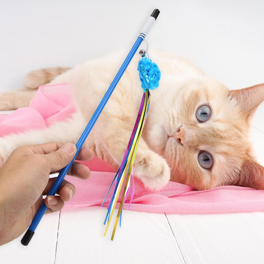 Originalitet katte legetøj ring papir kugle bånd kat stick fremragende slidstyrke teaser tryllestav killing interaktivt legetøj