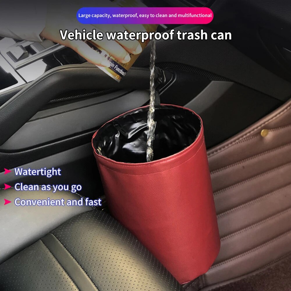 Bote de basura plegable para coche, contenedor de basura Interior, organizador de residuos, soporte impermeable, accesorios para automóvil