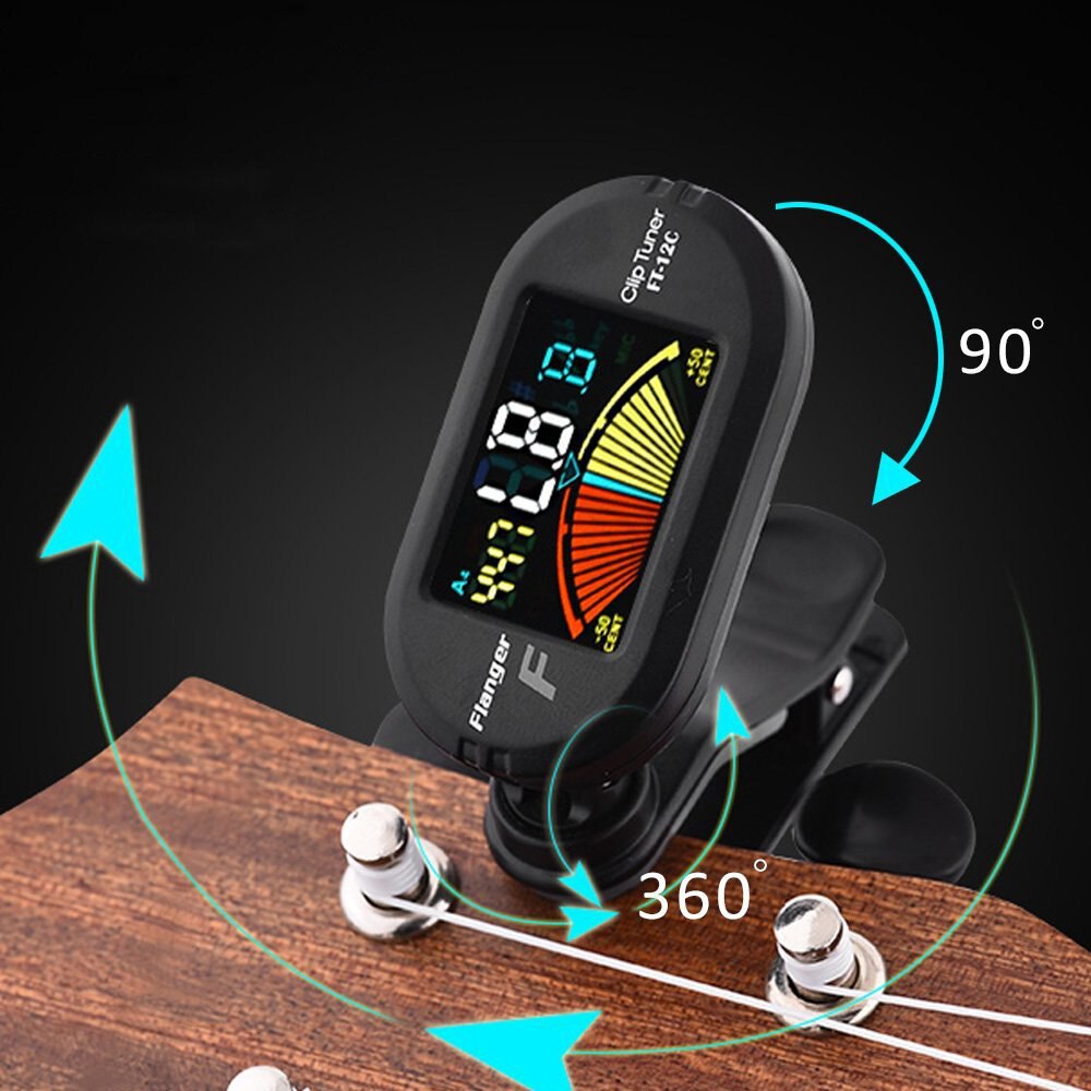 XFDZ Flanger Clip-On Tuner voor Alle Instrumenten-met Gitaar, Bas, Viool, ukulele & Chromatische Tuning Modes