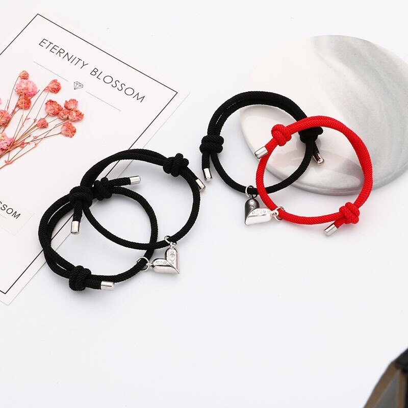 Bracelet hand-woven imported red and black rope couple bracelets a pair of magnet stone bracelets