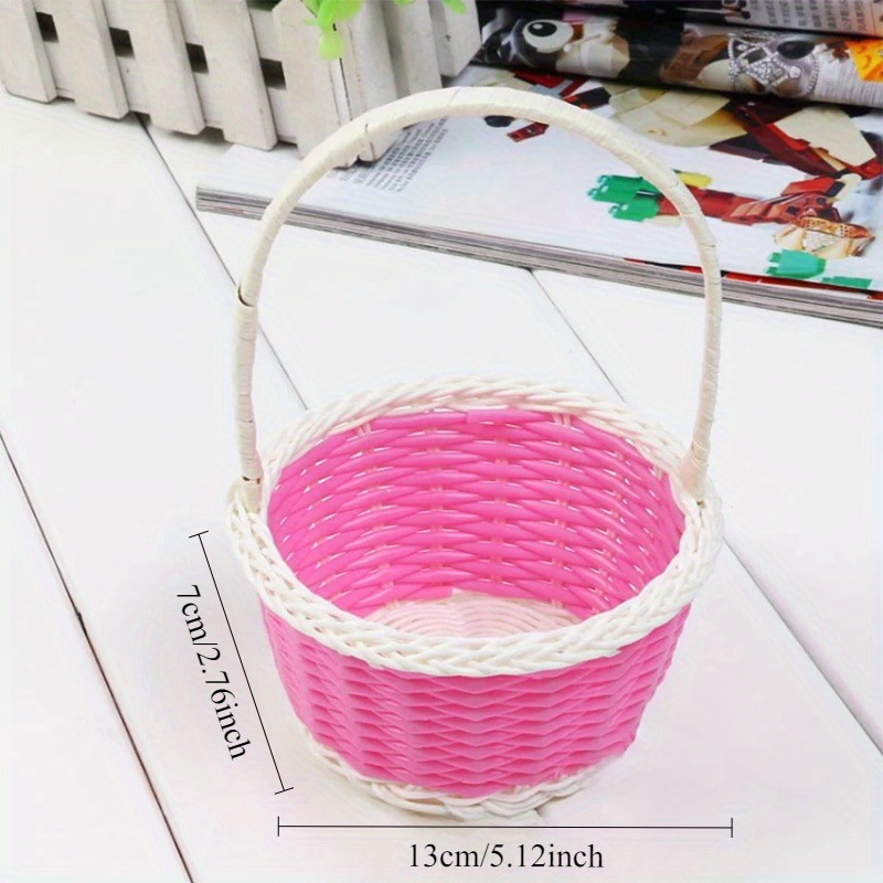 Plastic Rattan Woven Blue Easter Egg Basket Round Storage Basket Home Basket