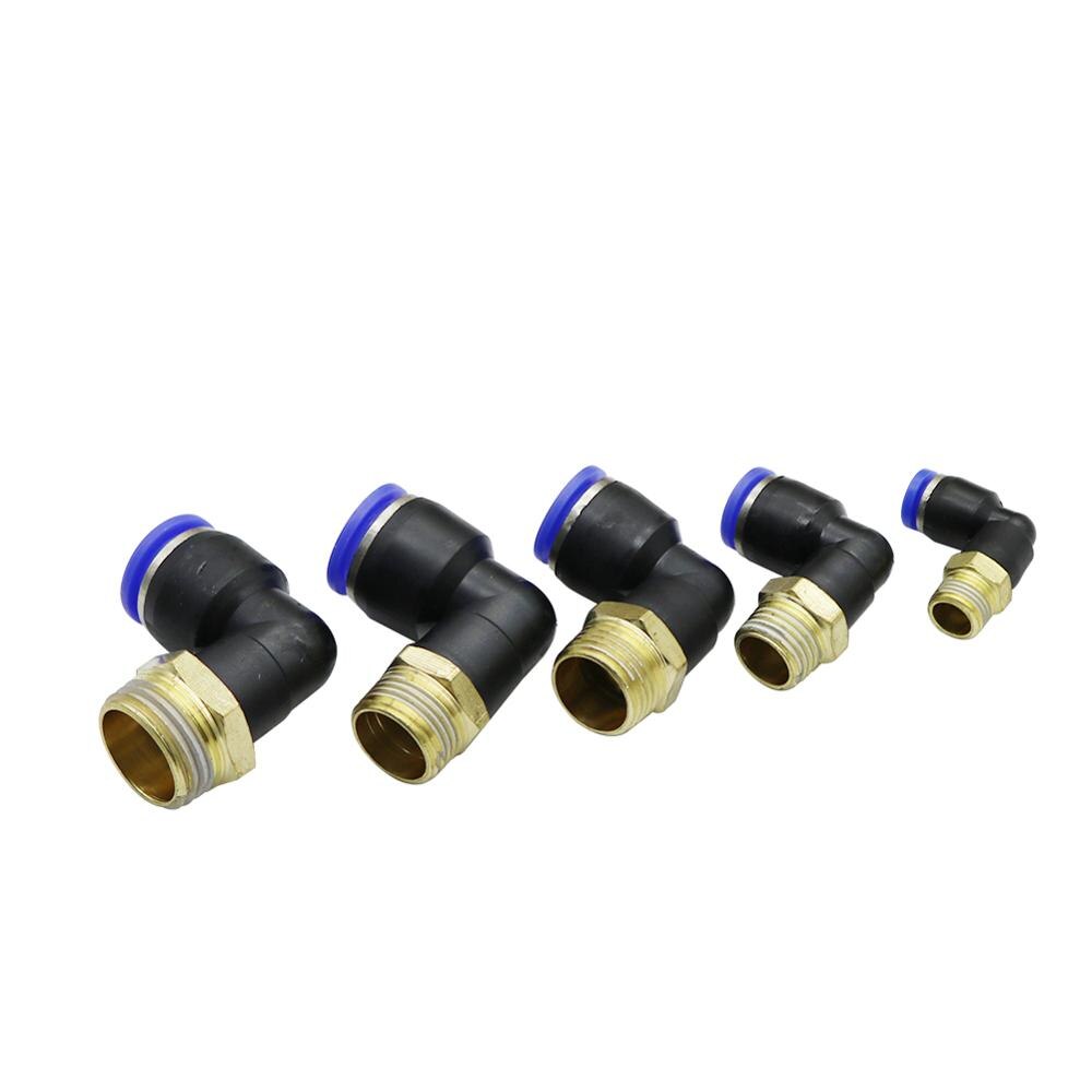Conector de tubo neumático de aire, 10mm, 8mm, 6mm, 4mm, 12mm, OD, manguera de 1/8 &quot;, 1/4&quot;, 3/8 &quot;, 1/2&quot;, rosca macho, conectores en forma de L, accesorios de tubería