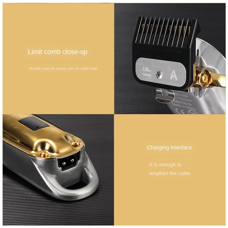 Kemei – tondeuse à cheveux professionnelle KM-1986, rasoir électrique sans fil, avec écran LCD, entièrement en métal