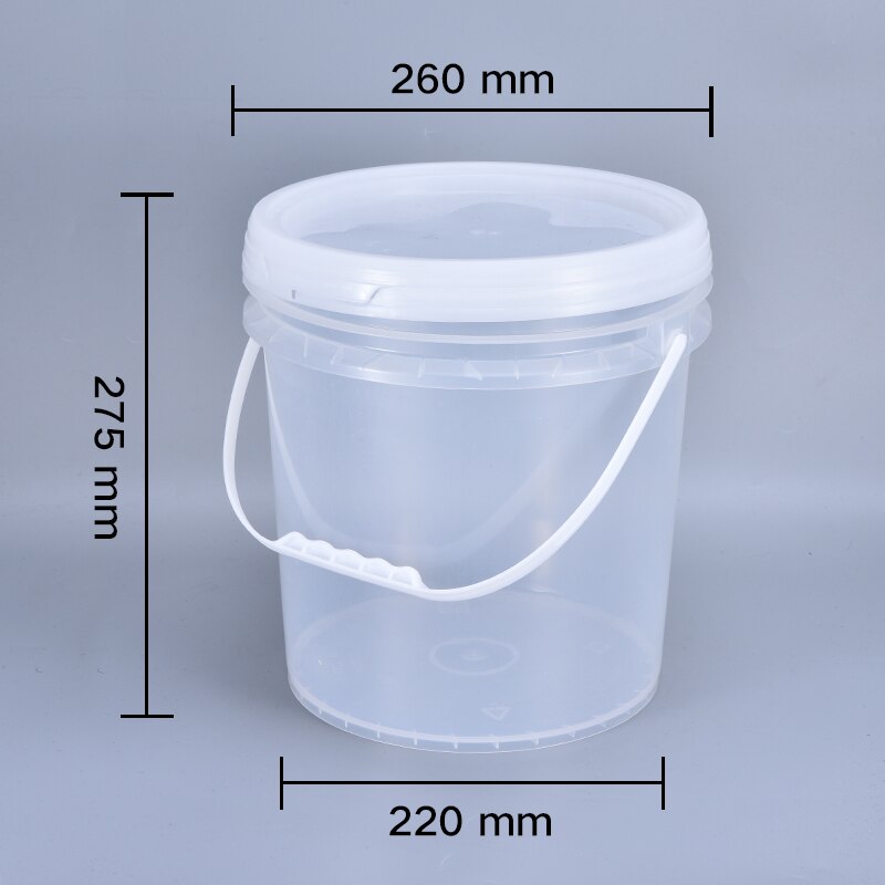 10L Food grade thicken Plastic Bucket for paint oil with Lid and handle Household storage container: clear