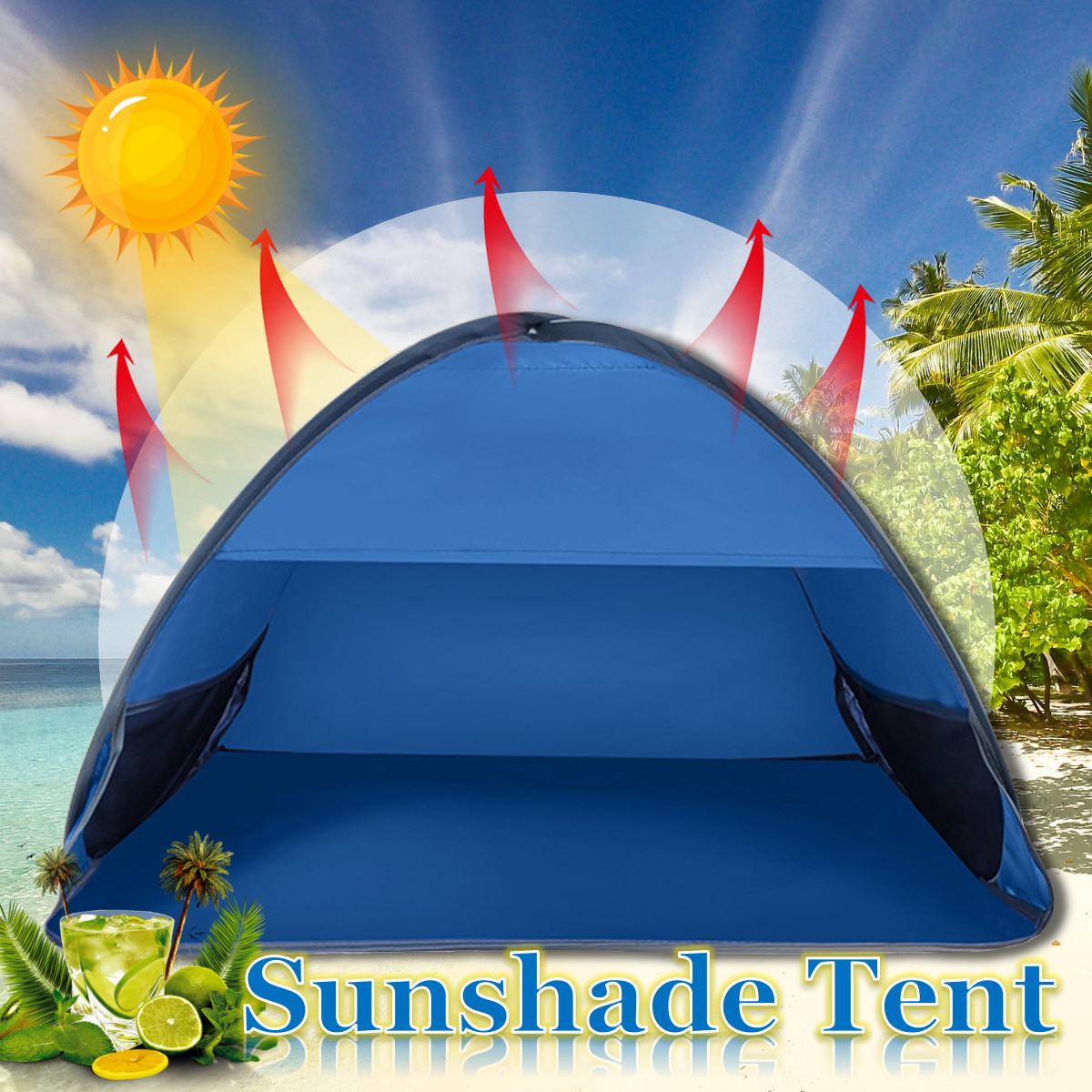 Bärbar vattentät automatisk öppning strand ansiktstält sol anti-uv skugga markis mini parasolltält picknick camping tält