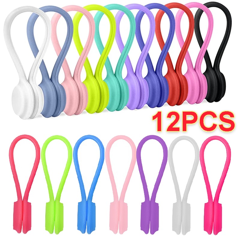 12/6/3pz silicone cavo magnetico organizzatore cavo avvolgicavo auricolare supporto di stoccaggio clip avvolgicavo per cavo dati auricolare
