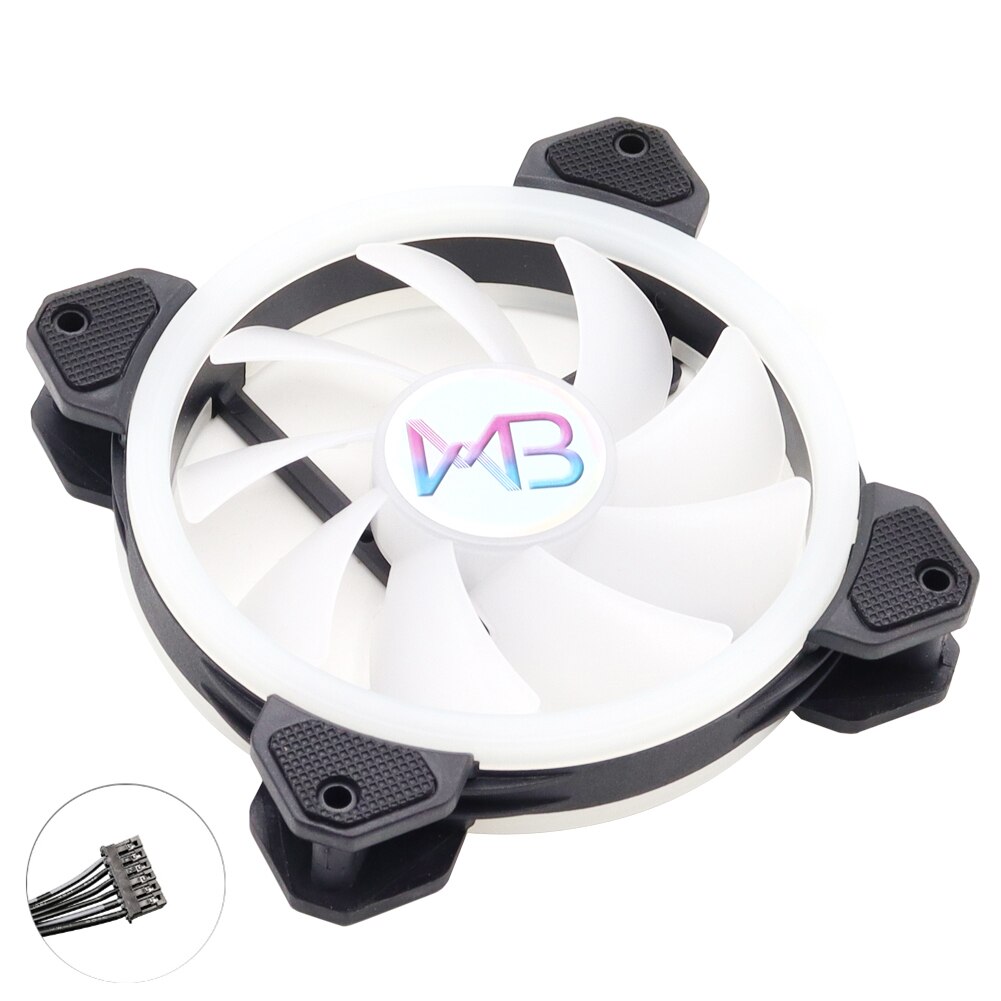 Wovibo-Ventilador RGB de 120mm, enfriador silencioso Argb, Pc, ordenador, 6 pines, 12cm, placa base, sincronización Aura: Single Fan