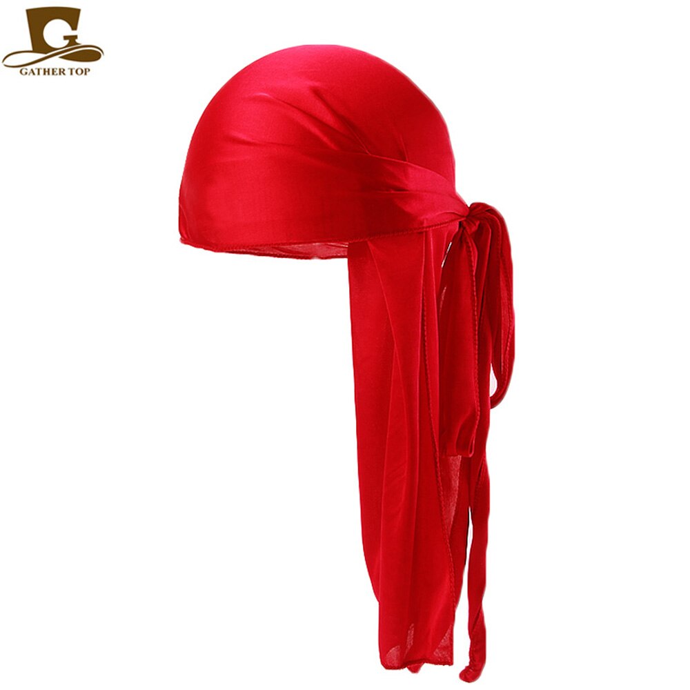 Durag Men Solid Color Silk Durags Women Breathable Turban Hair Bands 13Pcs/package: Red