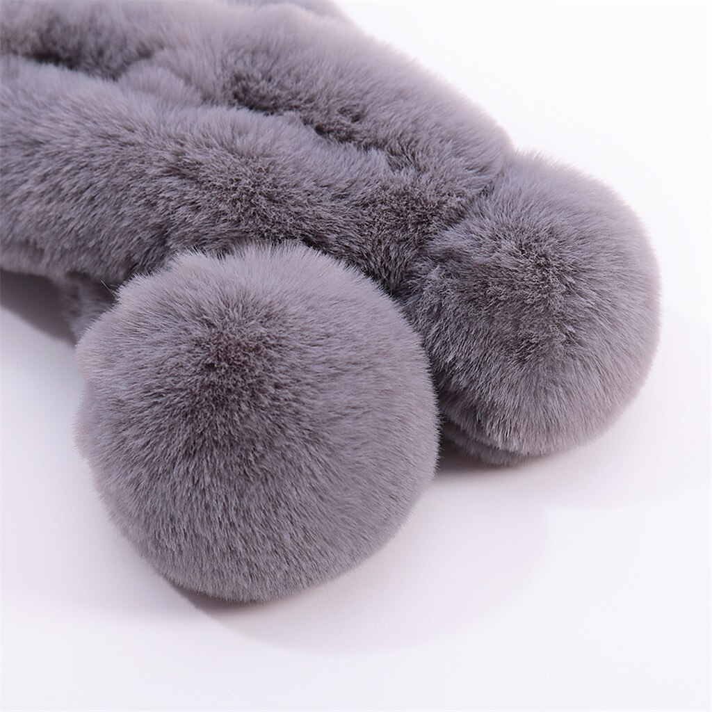 Enfants hiver écharpe pompon bébé écharpe garçons filles cou écharpes à tricoter avec fourrure boule foulard echarpe foulard A20: Gris