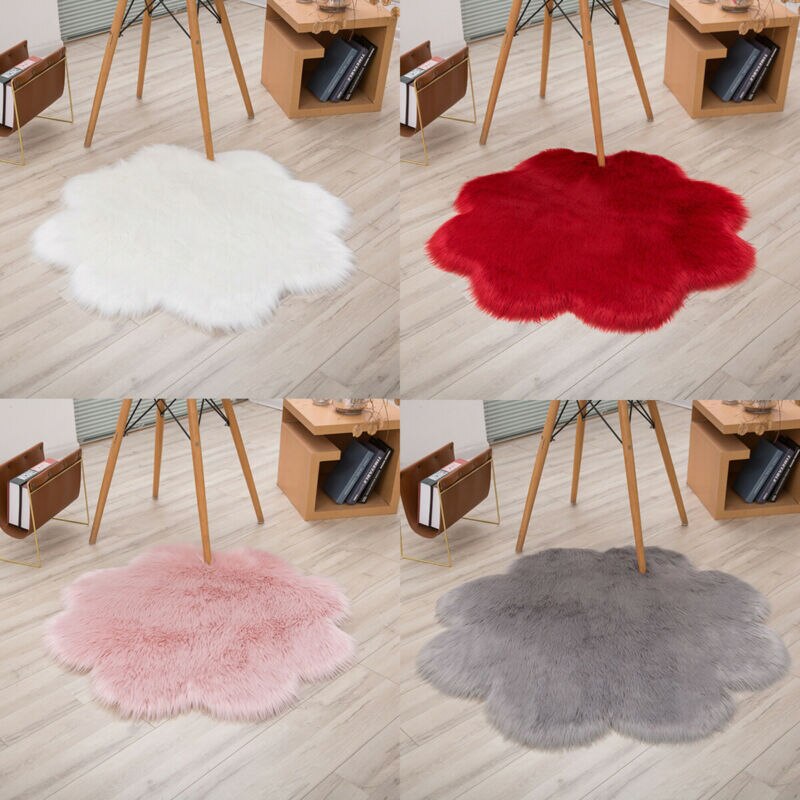 Fluffy Rugs Anti-Slip SHAGGY RUG Super Soft Carpet Mat Living Room Floor Bedroom Flower Shaped Fluffy Rug