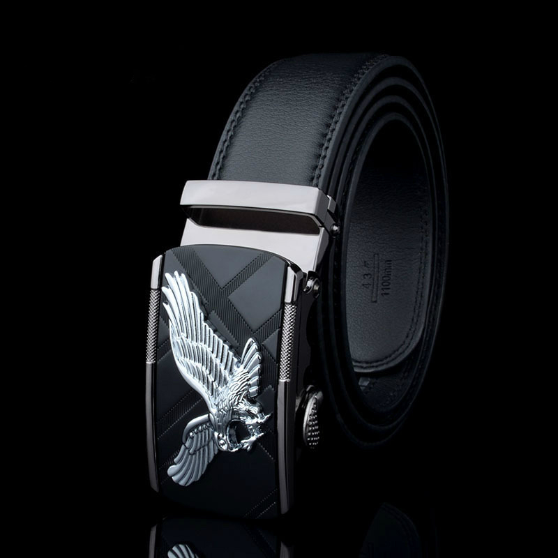 belts for Men Eagle Metal Automatic Buckle Split Leather Waist belt for luxury cowhide men's belt Novelty 3.5cm: Other / 160cm