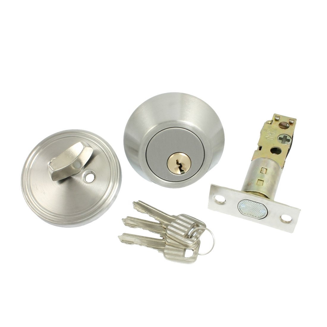 Home Door Locking Security Single Cylinder Deadbolt Lock Silver Tone