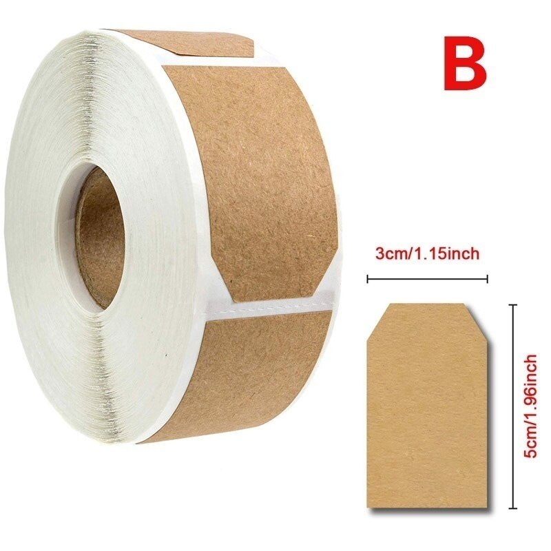 Adhesivo de Papel Kraft para escribir a mano pegatinas de conveniencia, sellado de etiqueta adhesiva de piel de vaca para clasificación de cocina, etiquetas de DIY, 300 Uds. Por rollo: label B