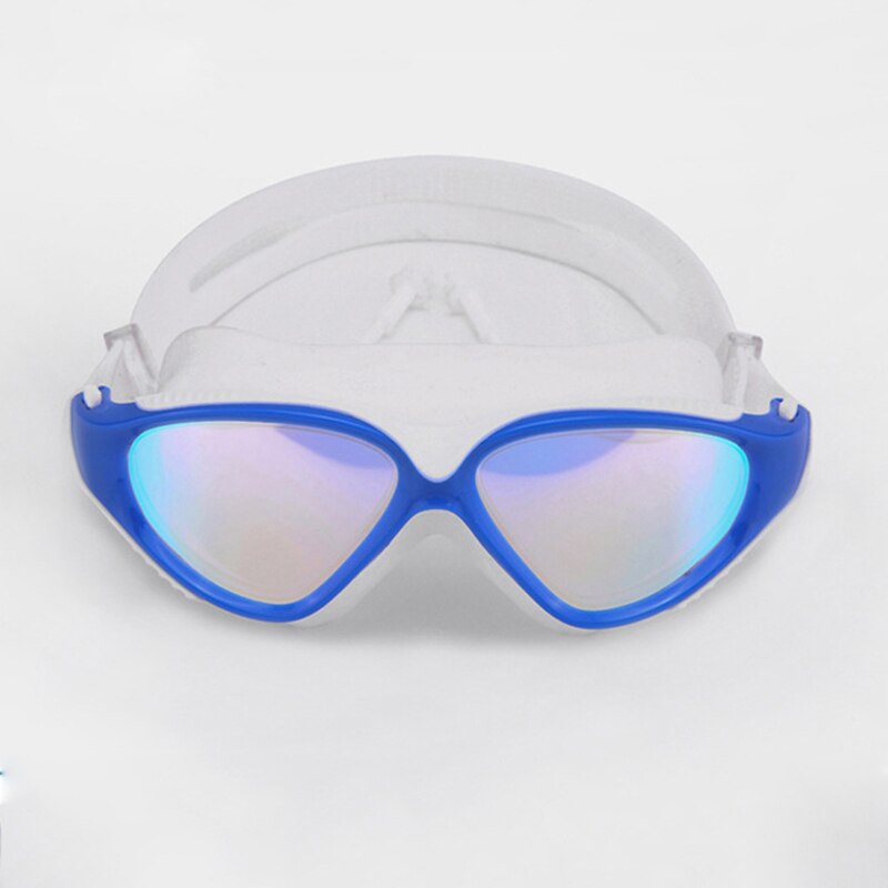 Svømmebriller voksen vandtæt uv-beskyttelse anti-tåge justerbare dykningsbriller svømmebriller: Lyseblå
