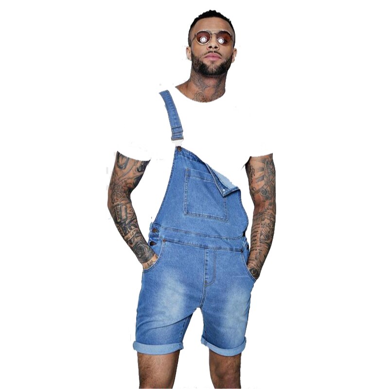 Pink denim overall shorts til mænd hip hop streetwear herre jeans overall shorts plus størrelse korte jean jumpsuits