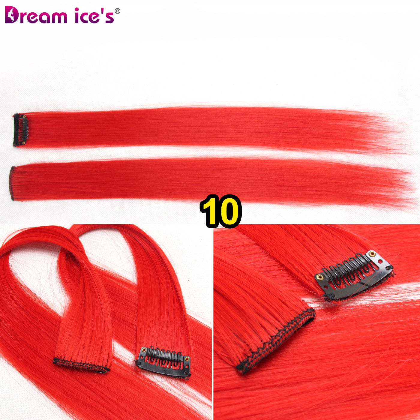 Synthetische Lange Enkele Clip In Hair Extensions Een Stuk Roze Regenboog Kleur Mode Rechte Haarstukje Voor Vrouwen En Meisje: #17