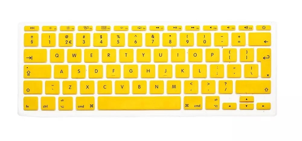 Engelsk tastatur cover beskytter til macbook air 11 &quot; 11.6 tommer engelsk euro tastatur cover silikone skin til mac  a1370 a1465: Gul