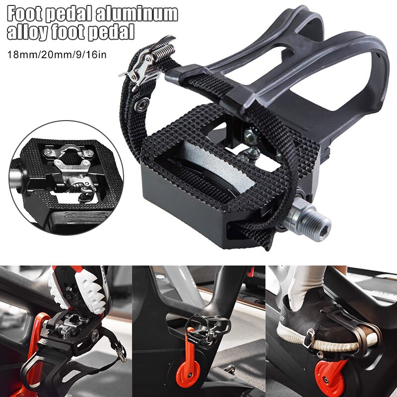 Spin Exercise Bike Pedals Pedal for Clipless Toe Cage and Strap Shoes Indoor Cycling Heavy Duty 9/16 Inch Thread Fitness Bicycle