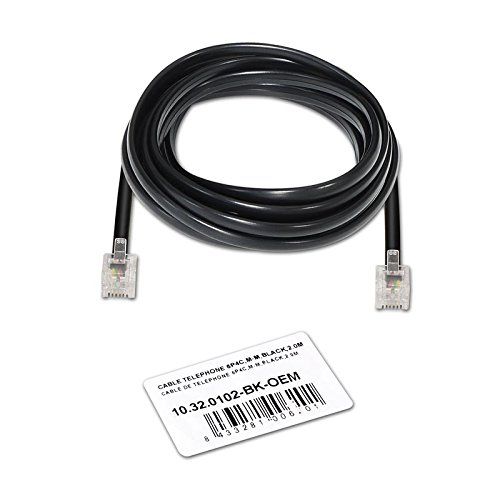 Cabo de telefone rj11 6p4c M-M 2 m negro